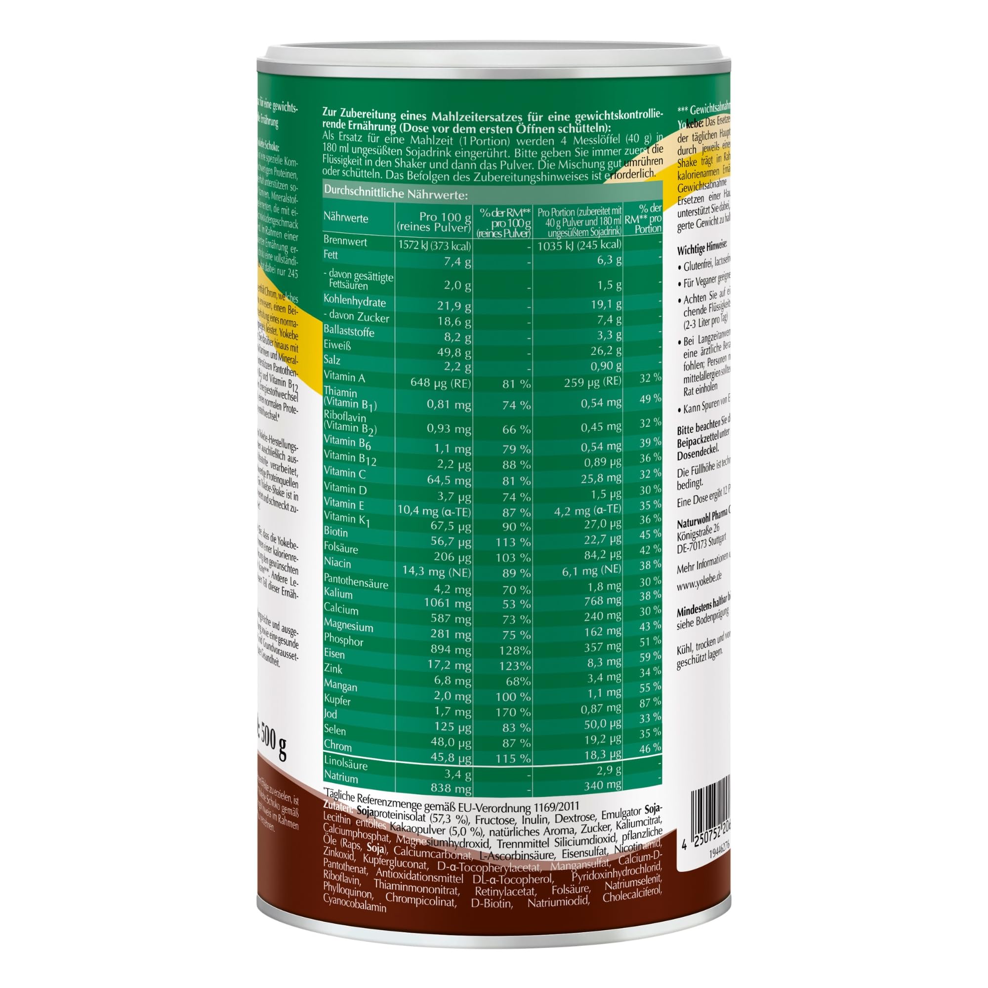 yokebe-schoko-di-tshake-500-g-veganer-mahlzeitersatz-mit-schokolade image 8